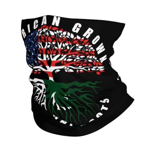 American Grown with Pakistani Roots Pakistan Flag Neck Gaiter Balaclava Face Mask for Men Women Patriotic Design Seamless Bandana Cover Scarf Headwear Headband Head Wrap White