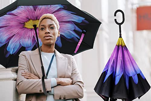 Image of MRTLLOA Double Layer Inverted Umbrella with C-Shaped Handle, Anti-UV Waterproof Windproof Straight Umbrella for Car Rain Outdoor Use
