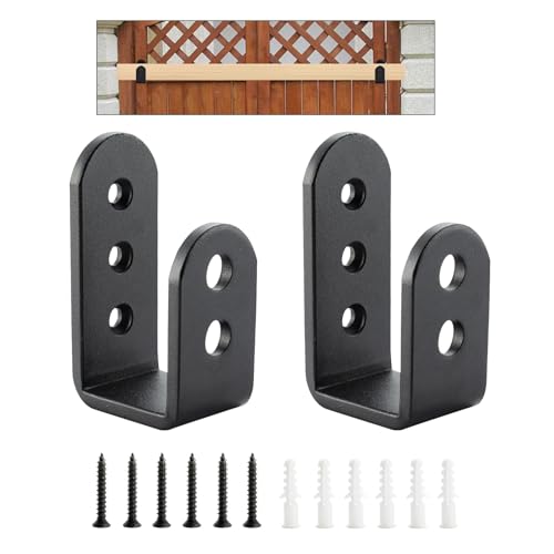 HOME MASTER HARDWARE Soportes de barricada de puerta de 2 x 4, paquete de 2 soportes de seguridad resistentes para barra abierta para interiores y exteriores, barra de seguridad (negro)