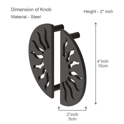 Image of COMPASS Stainless Steel Surya Cabinet Knobs, Drawer Pulls, Knobs for Dresser Drawers, Drawer Knobs Handle, Kitchen Knobs (Jet Black Finish) Pack of 8 pcs