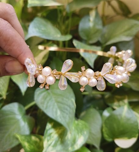 Floral Kundan Hairband in Minimal Design | Traditional Golden Headpiece for Women and Girls