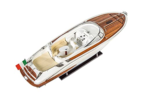 Seacraft Gallery Rivarama Handcrafted Wooden Model Boat (Blue/White) 27.5"- Wooden Decor Speed Boat Model - Model Wooden Toy Boat - Wooden Ship Decor - Wooden Decor Model Ships- Assembled Model Boat