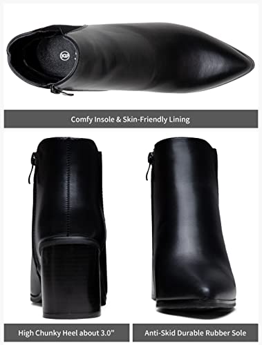 Vepose Women's 9631 Ankle Booties Pointed Toe, Block Chunky Heel Boots with Side Zipper4