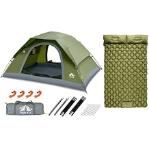 Night Cat Upgraded Backpacking Tents with Double Inflatable Sleeping Pad for 2 Person Outdoors Easy Clip Setup Tent Camping Combo Set