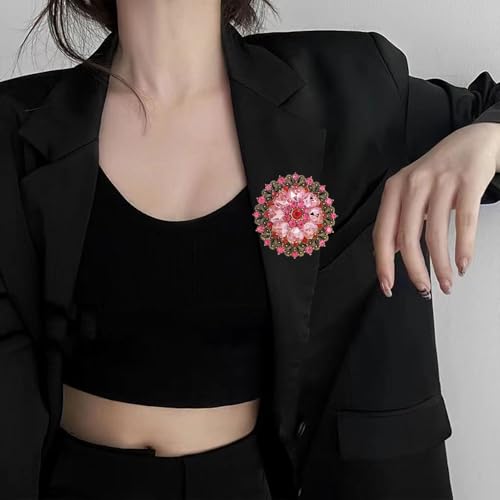 Image of Rhinestone Flower Brooch Pin for Women Red Black Purple Flower Broochs Pin Hat Christmas Brooch Jewelry