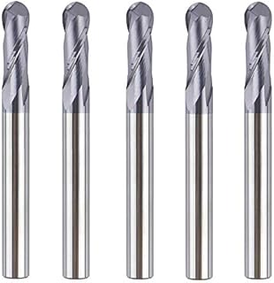 SpeTool 5PCS Ball Nose End Mill Cutter CNC Router Bits Double Flute HRC55 Spiral Milling Tool 1/4 Inch Shank 2-1/2 Inch Length OVL