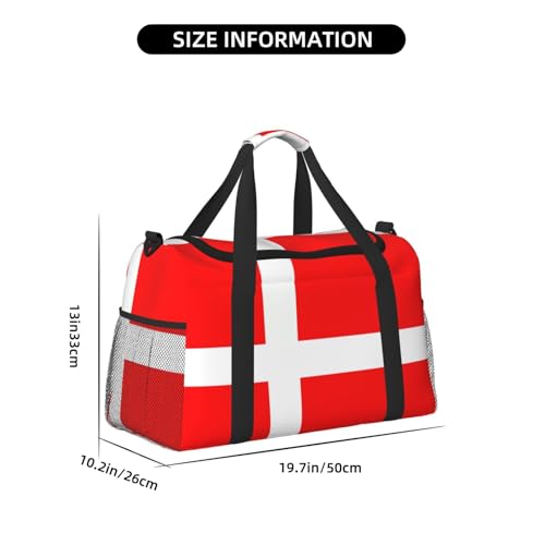 Denmark Danish Flag Travel Duffel Bag Lightweight Waterproof Carry On Tote Bag Foldable Weekender Overnight Bags Sport Gym Bag For Women Men3
