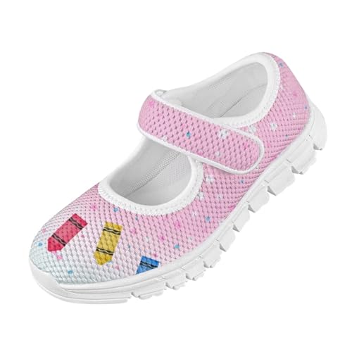 JoyLamoria Colorful Pens Print Baby Girls Mary Jane Flats School Dress Shoes Slip on Ballet Shoes for Party Wedding Birthday4