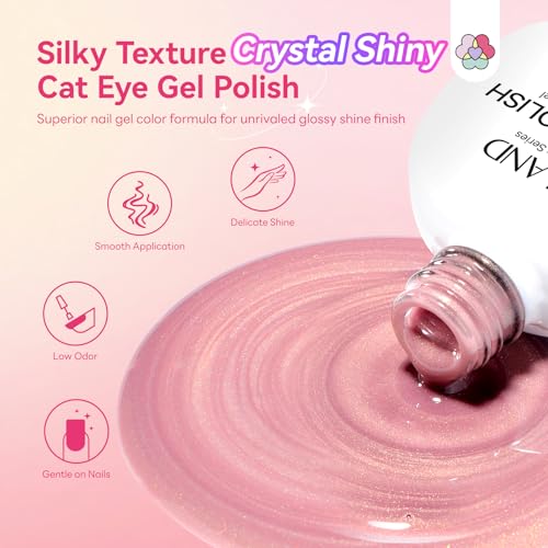 Image of SAVILAND Color Artistry Cat Eye Gel Nail Polish: 6 Colors Cateye Gel Polish Set Long-Lasting Magnetic Nail Polish Sheer Nudes Pink with Magnet Stick Nail Art Home Glass Bead Effect