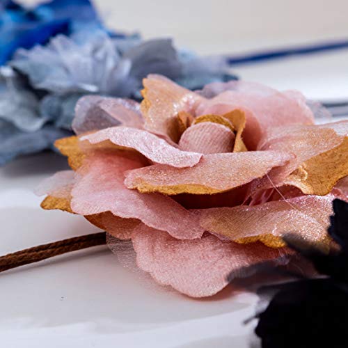 Women`s Bohemia Wedding Floral Artificial Flower Belt For Dress Sash With Braid Rope3