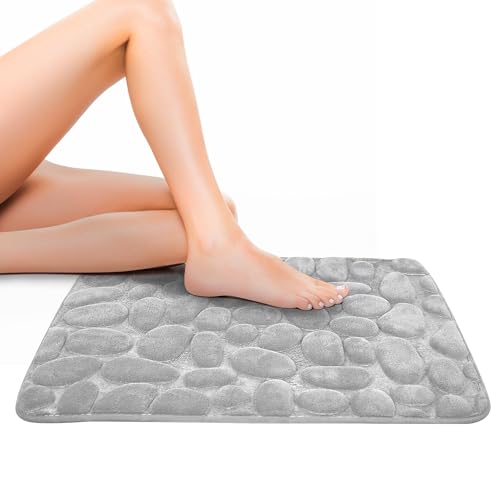 SOLDELA - Comfy XXL Steinteppich - rutschfest - Formgedächtnisschaum - Für Schlafzimmer oder Badezimmer - Weich im Griff - Bequem - Grau - Entspannende Muster - Waschbar (60_x_45cm)