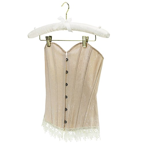 Hangerworld CH-43-CLIP-IVORY_5 Pack Of 5 Ivory Satin Padded Hangers With Clips For Skirts, Pants & Sweaters thumb #7