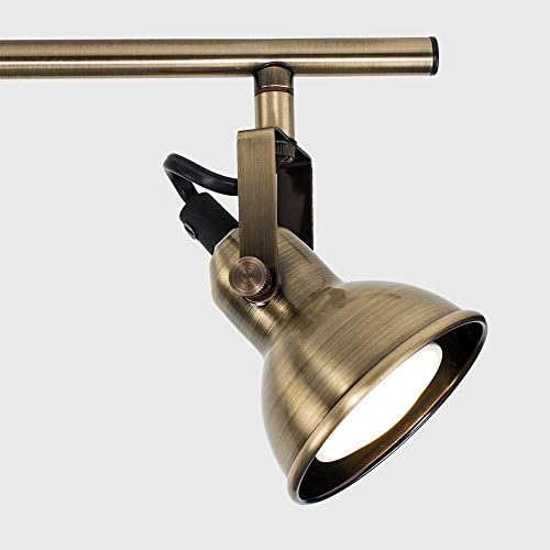 Modern 3 Way Adjustable Domed Heads Straight Bar Ceiling Spotlight in an Antique Brass Finish