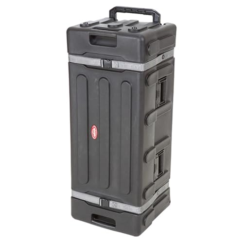 Image of SKB Drum Hardware Case with Wheels, Durable Roto-Molded Polyethylene Mobile Storage with Telescoping Handle and Secure Cinch Straps, Black