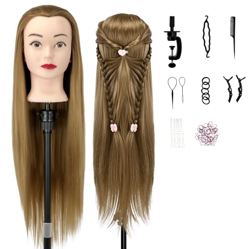 Aofadaning Trainingsköpfe 100% von dem Hochtemperaturfaser Haar 28zoll...