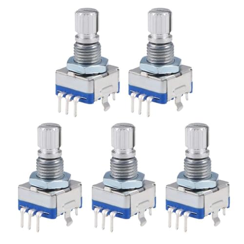 AllGIFT 360 Degree Rotary Encoder Code Switch Digital Potentiometer 15mm Shaft EC11 5 Pins(5pcs)