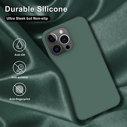 Image of Elzzi Microfiber Candy Case Compatible for iPhone 14 PRO MAX, Shockproof Slim Back Cover Liquid Silicone Case -Forest Green
