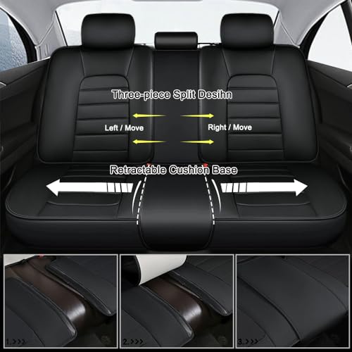 Image of Nappa Leather Seat Covers for Subaru Outback 2006-2024,Luxury Car Seat Covers Full Set,Waterproof Seat Protectors Auto Seat Covers,Breathable Nonslip Interior Cover Seats for Cars(Solid Black)
