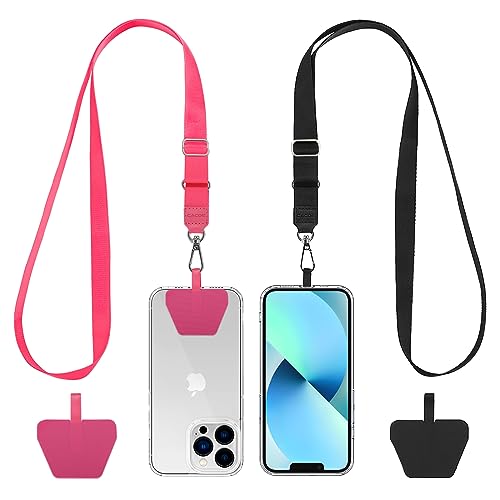 CACOE Handyband Universal 2 Stück Einstellbar Halsband Schlüsselband mit 2 Durable Patches,Handy-Lanyard Universelle Umhängetasche Multifunktional, kompatibel mit den meisten Smartphones