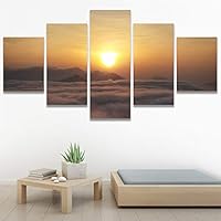 SIGNWIN 5 Panel Canvas Wall Art Landscape Mountain for Home Decorations Ready to Hang - 60