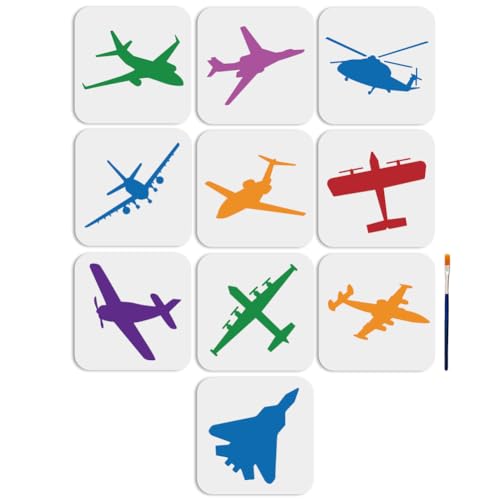 MAYJOYDIY 10pcs Airplane Stencil Template