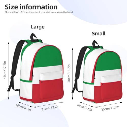 Italian Flag Print Vintage Canvas Backpack Casual Trendy Laptop Backpack For Men Women Hiking, Office4