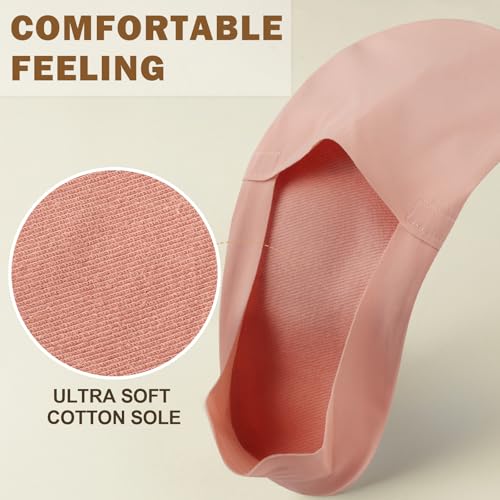 Image of Sofier No Show Socks Womens, Non Slip Low Cut 6 Pairs Thin Silky Dress Footies Liner Invisible Socks Flats Loafers Sneakers