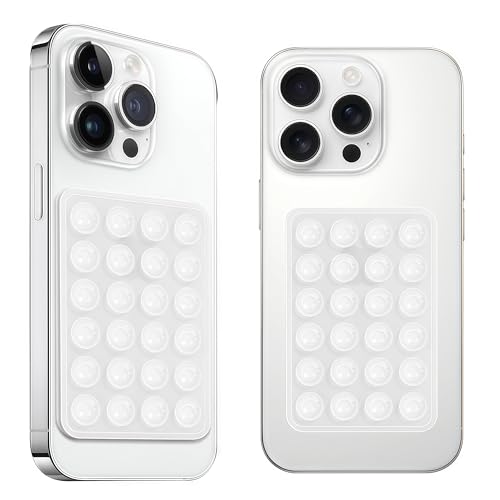 Anteel 2 Pack Silicone Suction Phone Case Mount, Silicon Adhesive Suction Cup Phone Mount, Non Slip Sticky Phone Grip for Cellphone, Strong Grip Holder for Selfies and Videos (Translucent)