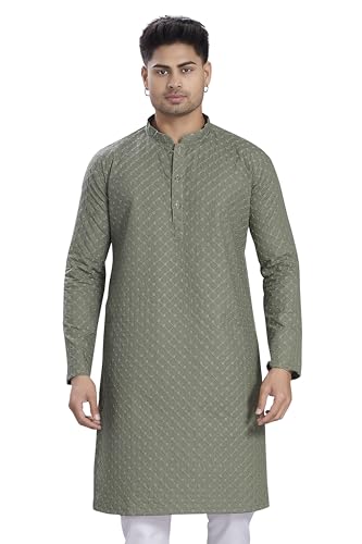 Image of DIVISIVE Men's Thread Embroidered Cotton Only Slim Fit Kurta