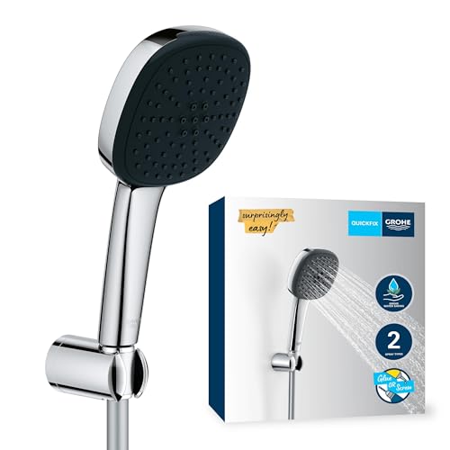 GROHE Vitalio Comfort 110 Juego de Soporte de Pared (Ducha Manual 2 chorros, Flexo de 1,75m, Soporte de Ducha, Encolar o Taladrar, ahorro de agua), Cromo 26399001