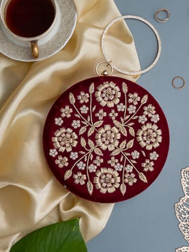 Image of THE TAN CLAN Shalimar Hand Embroidered Clutches for women Purses Luxury Evening Handbags for ladies