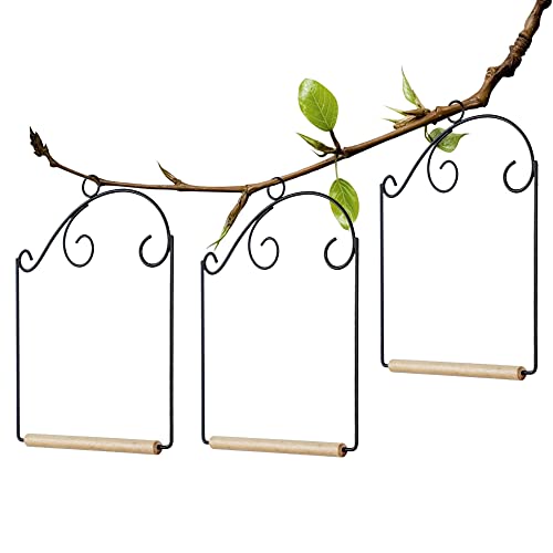 Winemana Set Of 3 Hummingbird Swings, Rust Resistant Metal Frame, Wooden Dowel, Attach To Bird Feeders, Perfect For Hanging Indoor Office Outdoor Trunk Lawn Patio Garden (7.5" X 5.6") #TOP1