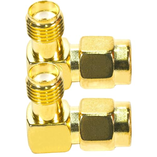 Fohevers 2 Pcs RP-SMA Male Plug to SMA Female Jack 90 Degree Adapter Antenna Connector for Radio WiFi Router FPV Dron Mobile