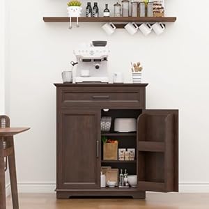 Buffet cabinet with storage kitchen cabinet with drawer storable door modern floor sideboard freestanding cabinet for living room entryway dining room cherry  urban country home decor