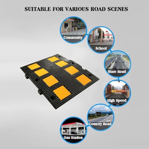 Rubber Speed Bump,500 * 600 * 50MM Car and Truck Deceleration Brake,Suitable for Intersection Parking Lot and Gas Station Deceleration Equipment, 54768 miniatura 7