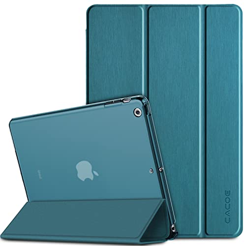 CACOE Coque pour iPad Air 1 (Modèle2013), Ultra Fin Étui Matte Translucent avec Fonction Veille/Réveil Automatique pour iPad Air 1ère Génération A1474 / A1475 / A1476, Paon Bleu Cover