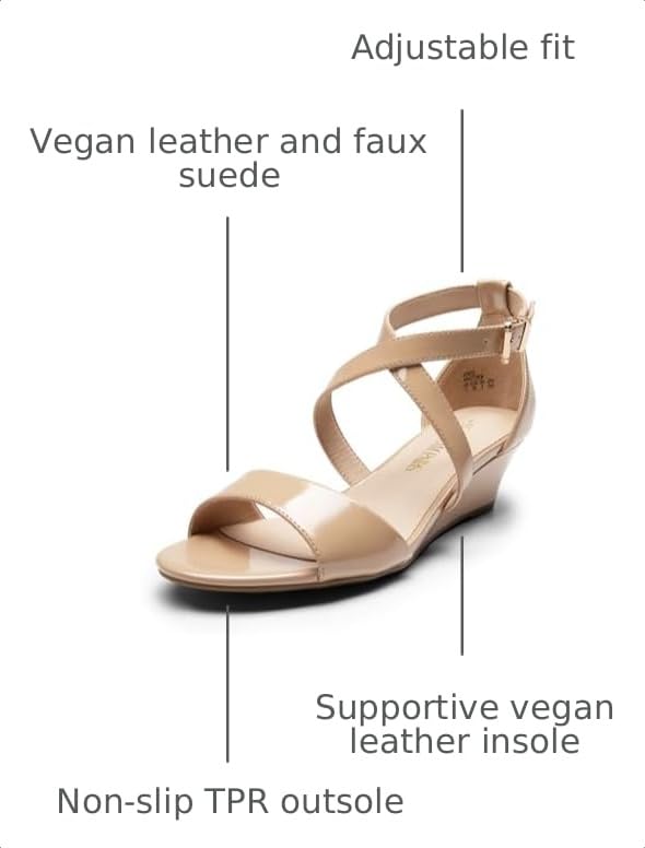Image of DREAM PAIRS Women's Low Wedge Sandals Ankle Strap Heel Sandal Open Toe Wide Dress Summer Shoes
