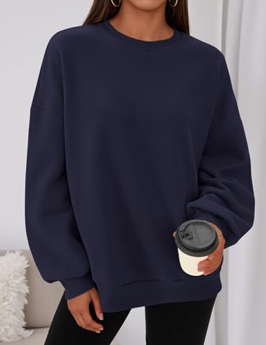PRETTYGARDEN Sweatshirt for Women Oversized Crewneck Long Sleeve Pullover Fleece Top 2025 Fall Winter Fashion Outfits Clothes