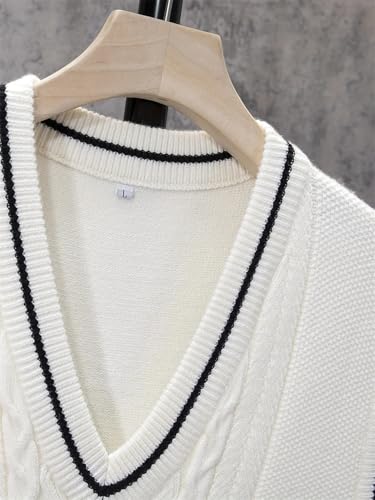 Men's Striped Sleeveless Pullovers Casual Basic Comfortable Winter Warm V-Neck Knitted Sweater Vest4