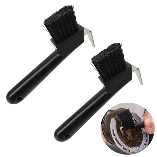 2 Pcs Horse Hoof Pick with Brush, Horseshoe Hook and Brush Set, Hoof Groove Cleaner, Portable Hoofpick, Horse Grooming Supplies for Daily Cleaning Maintenance Goat Brush for Tires, Random Colors
