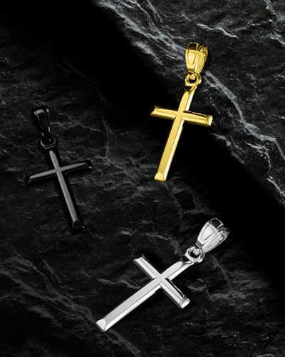 Exquisite Cross Necklace for Men and Women, Silver/Gold/Black Cross Chain with Top-grade 316L Stainless Steel Cross Pendant, 18-24 Inch Box/Byzantine Chains3