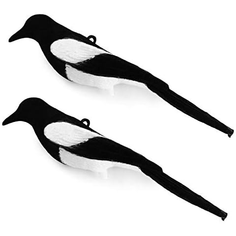 GUGULUZA 2pcs Flocked Magpie Decoy Birds Hunting Decoys For Trap Bird Fake Painted Garden Decoration Cover