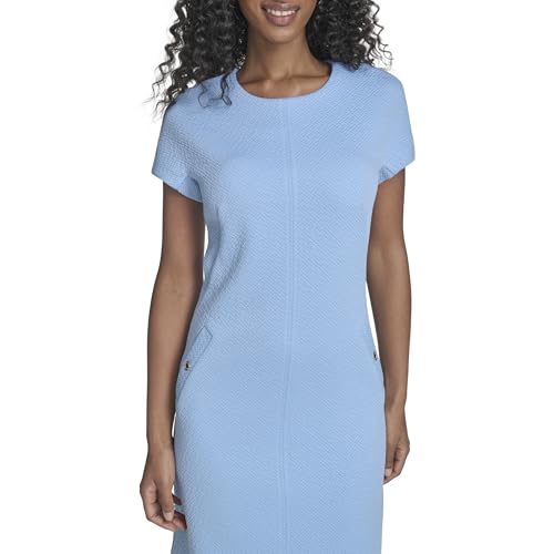 Image of Tommy Hilfiger Women's Cap Sleeve Crew Neck Two Hip Pockets Sheath Mini Dress