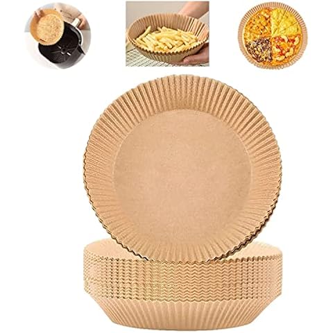 Payutou Disposable Paper Liner for Air Fryer, 6.3Inch Air Fryer Parchment Paper Liners, Non-stick Parchment Paper for Frying, Baking, Cooking, Roasting and Microwave, Oil-Proof, Water-Proof,50Pcs Cover