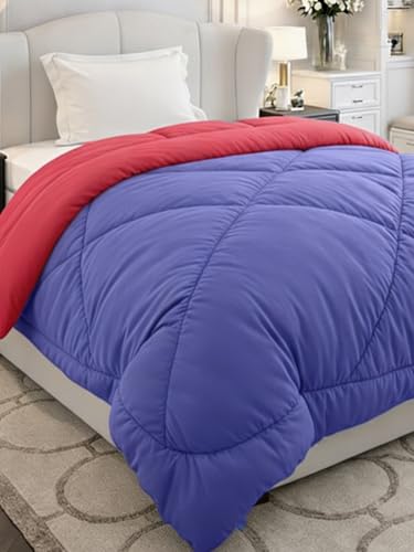 Image of Monte Carlo Polyester Comforter Single Bed | 200 GSM Lightweight & Reversible | Soft Quilt for Mild Winter | Easy Care All Season Comforter (Blue /Maroon) | 59 x 87 Inches