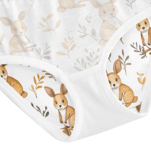 ZZKKO Cute Kangaroos Leaves Girls Underwear Toddler Panties for Girls Comfort Brief Size 2-8T4