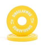 Disco Fraccional Friction Grip de Singular Wod. Discos Fraccionales (0,5kg, 1kg, 1,5kg y 2kg). Discos Olímpicos Fraccionales. Discos de Pesas Crossfit e Hyrox. (1,5 KG Amarillo)