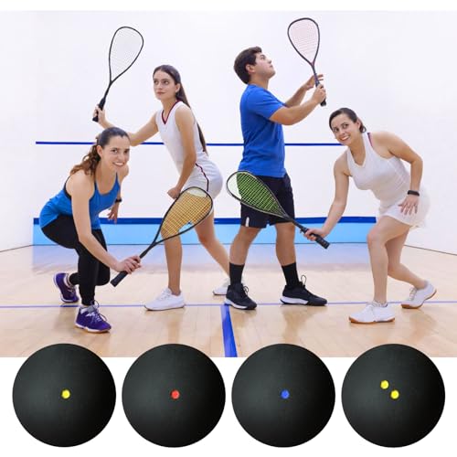 Squash Bälle, 4er-Set Sport Squash Ball, Squash Balls, Gummi-Squashbälle, Sport-Wettkampf-Squashball, High Bounce Squash Ball, Sport-Squashball Für Training Anfänger Wettbewerb