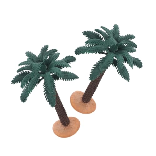 Kisangel 2 Piezas De Palmeras Simuladas En Maceta Adorno para Tarta Modelo De Tren Micropaisaje Decoración De Playa Adorno En Miniatura Pequeño Cocotero De PVC Verde