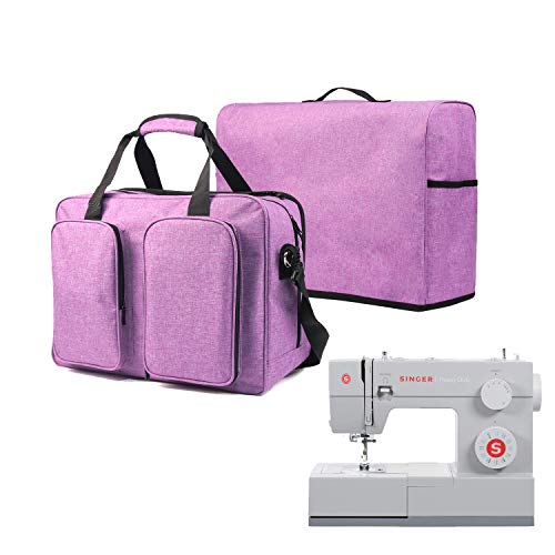 VOSDANS Travel Sewing Machine Bag with Cover, Travel Carrying Case with Removable Bottom Padding Pad for Most Most Standard Sewing Machine, Purple (Bag and Cover Only)